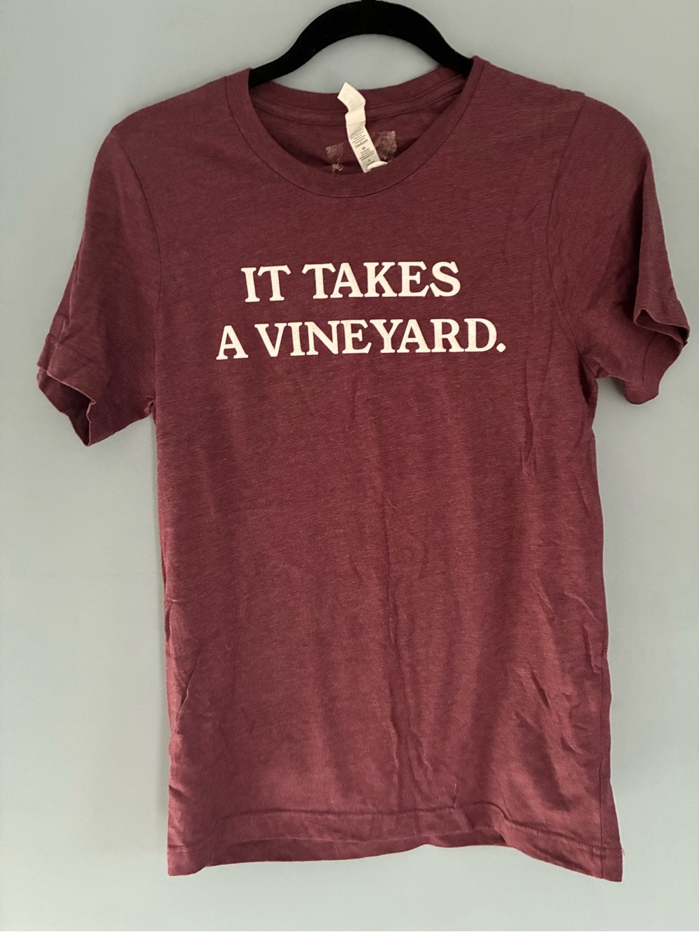 Maroon Graphic Tee "It Takes A Vineyard."